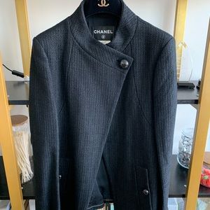 Chanel 15P Black One Button Blazer Size 42